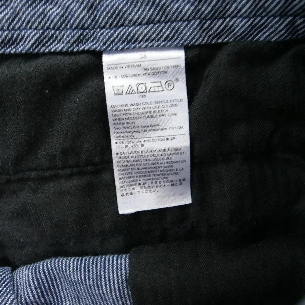 Banana Republic Mens 38 Blue Chino Linen Blend Shorts Resort Casual Pinstripe
